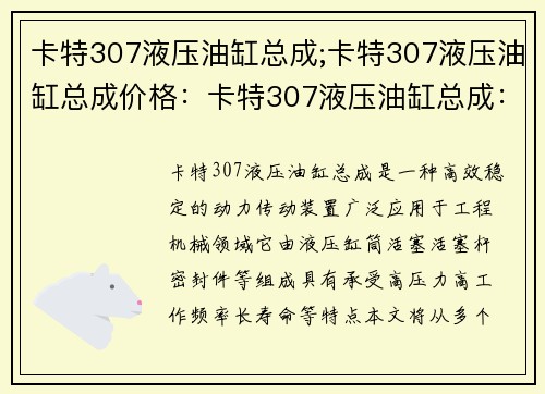 卡特307液压油缸总成;卡特307液压油缸总成价格：卡特307液压油缸总成：高效稳定的动力传动装置